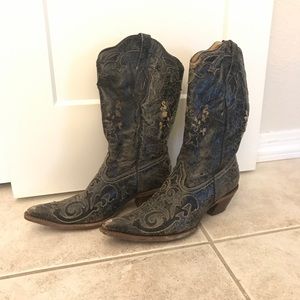 Corral Vintage Lizard Inlay Western Snip Toe Boot